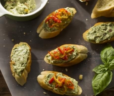 Crostini with Basil Cream Spread