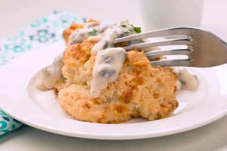 Garlic-Cheese Biscuits and Gravy