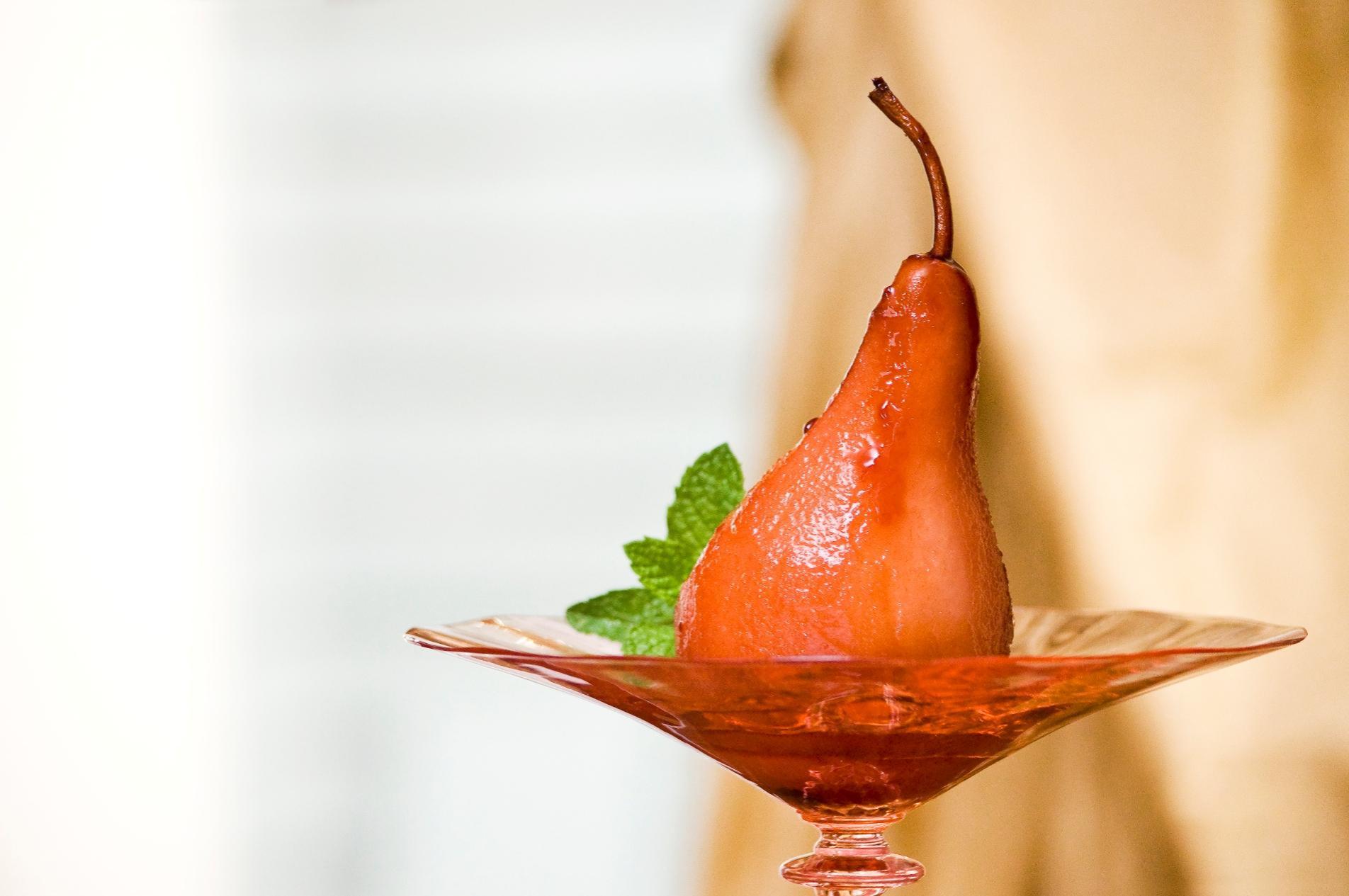 Poached Pears in Suan’s® Scotch Bonnet Pepper Jelly