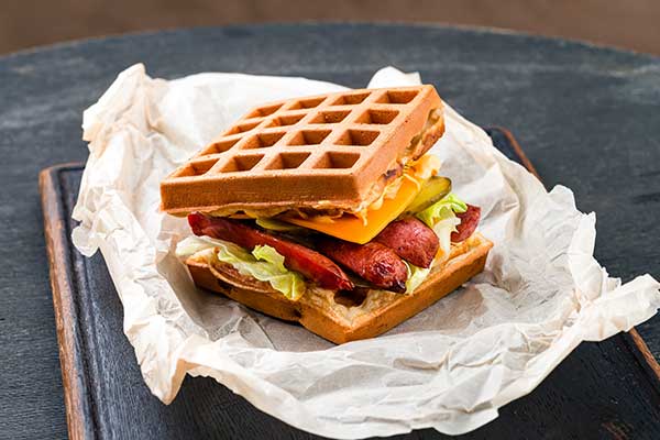 Hot Link Waffle Sandwich