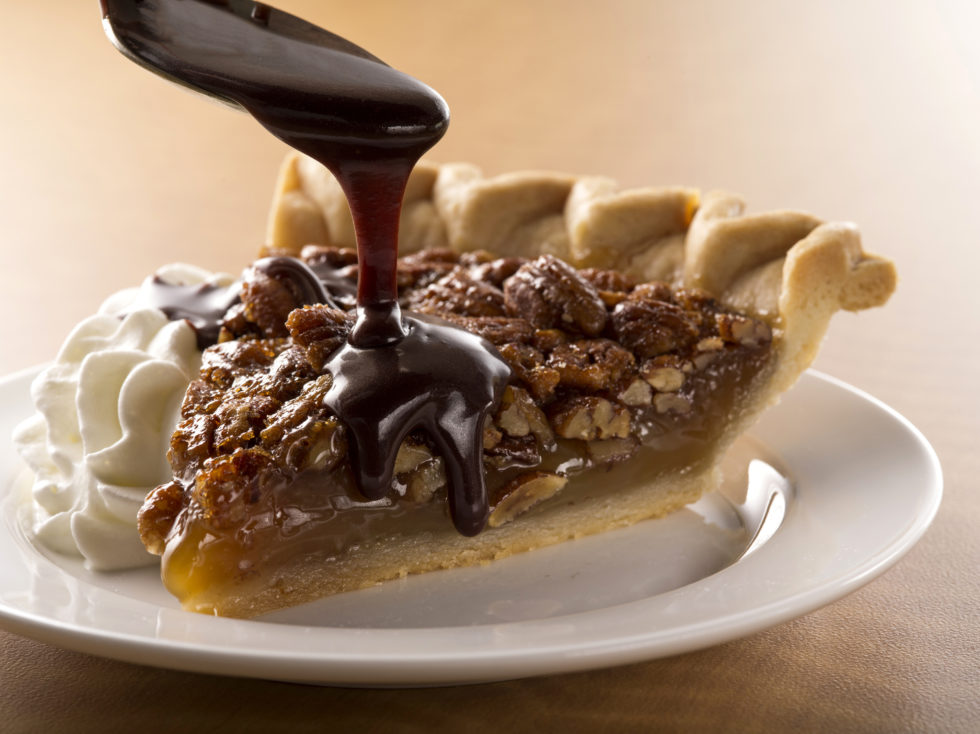 Pecan Pie with Chocolate Coffee Sauce