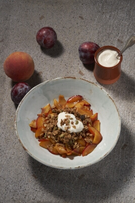 Caramelized Stone Fruits with Granola and Yogurt