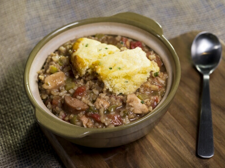 Chicken Gumbo with Corn Dumplings