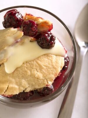 Blackberry Cobbler with Warm Custard Sauce