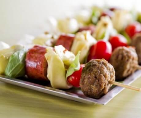 Antipasto Meatball Skewers