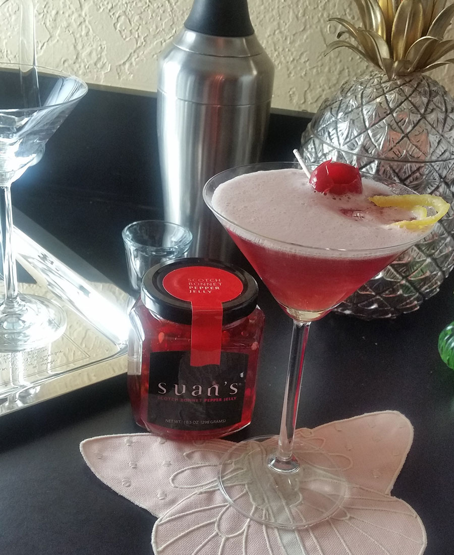 Suan’s® Scotch Bonnet Pepper Jelly Not So Cosmopolitan Mocktail/Cocktail
